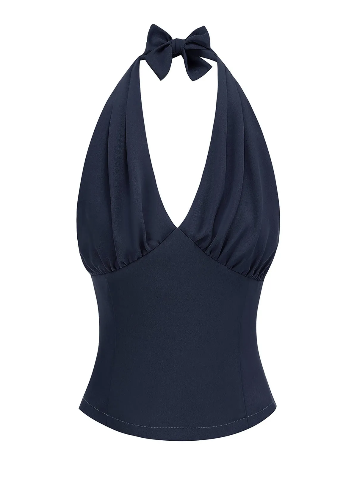 1950s Solid Sleeveless Halter Ruched Top sold by Retro Stage product image thumbnail 4