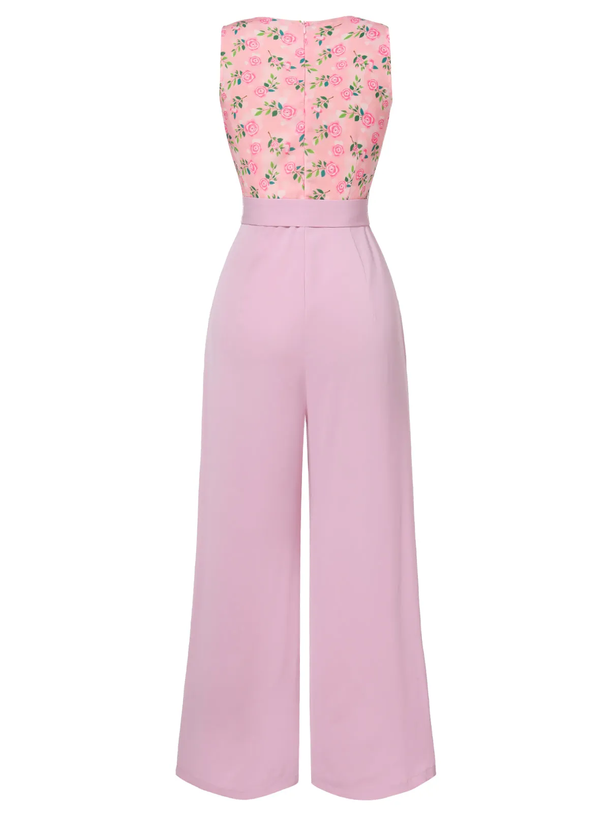 Pink 1960s Heart Neck Roses Belted Jumpsuit sold by Retro Stage product image thumbnail 5