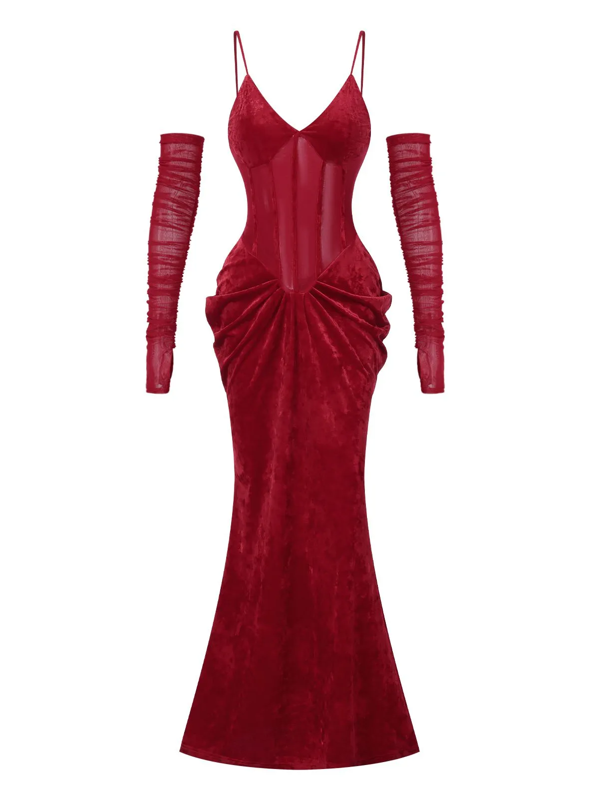 1930s Spaghetti Strap V-Neck Backless Velvet Dress sold by Retro Stage