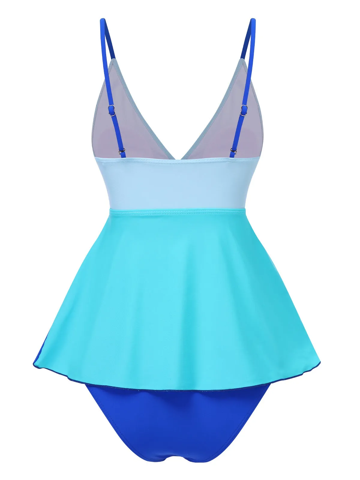 Blue 1940s Gradient Layered Flare Hem Swimsuit sold by Retro Stage product image thumbnail 3