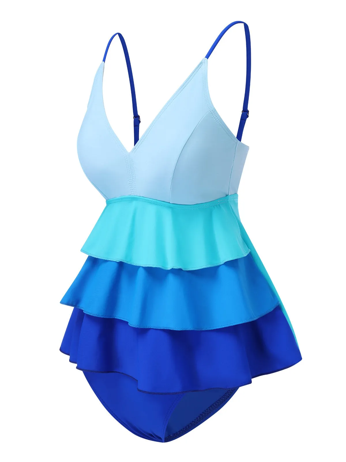 Blue 1940s Gradient Layered Flare Hem Swimsuit sold by Retro Stage product image thumbnail 2