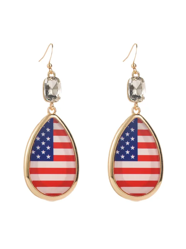 American Flag Crystal Drop Earrings sold by Retro Stage