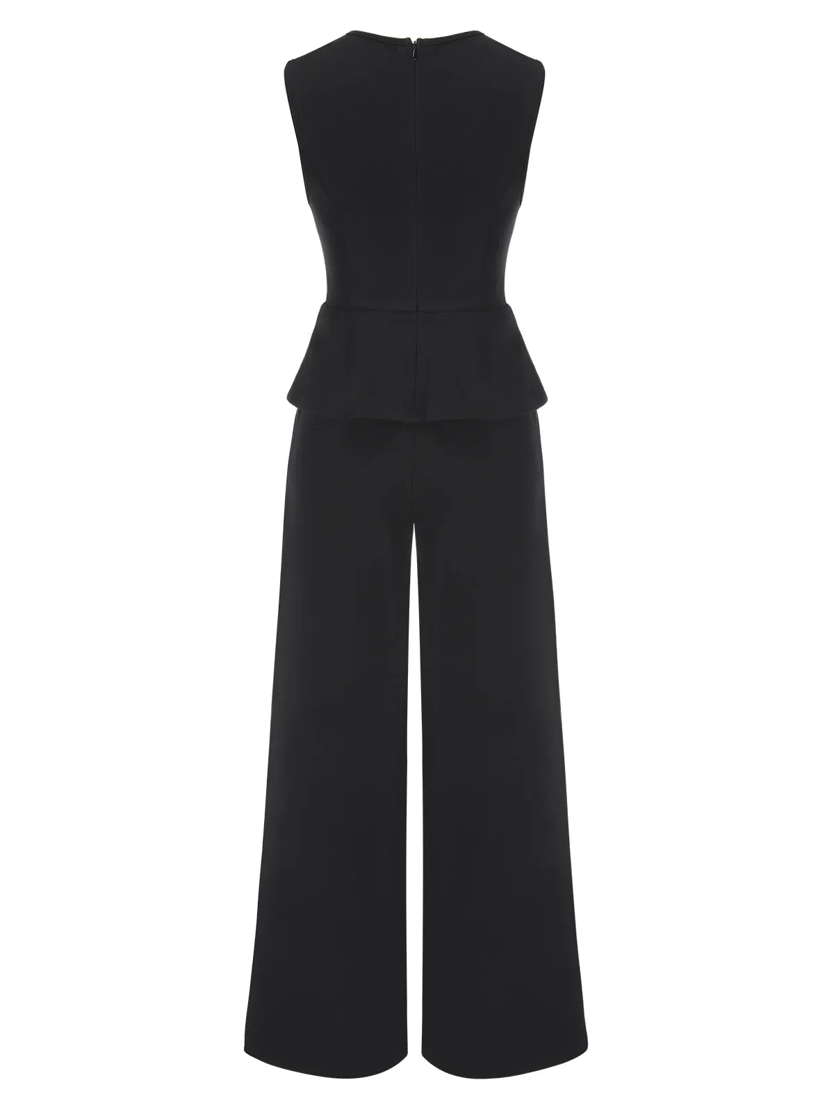 2PCS Black 1960s Double Breasted Sleeveless Vest & Wide Leg Pants sold by Retro Stage product image thumbnail 3