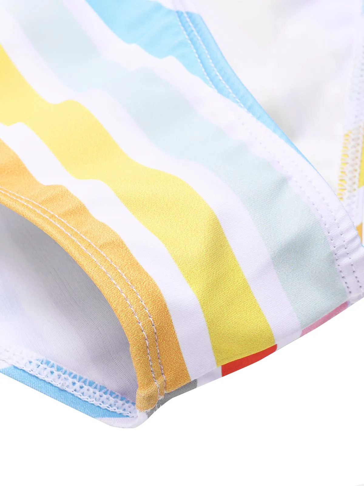 Multicolor 1960s Rainbow Stripe Halter Swimsuit sold by Retro Stage product image thumbnail 5