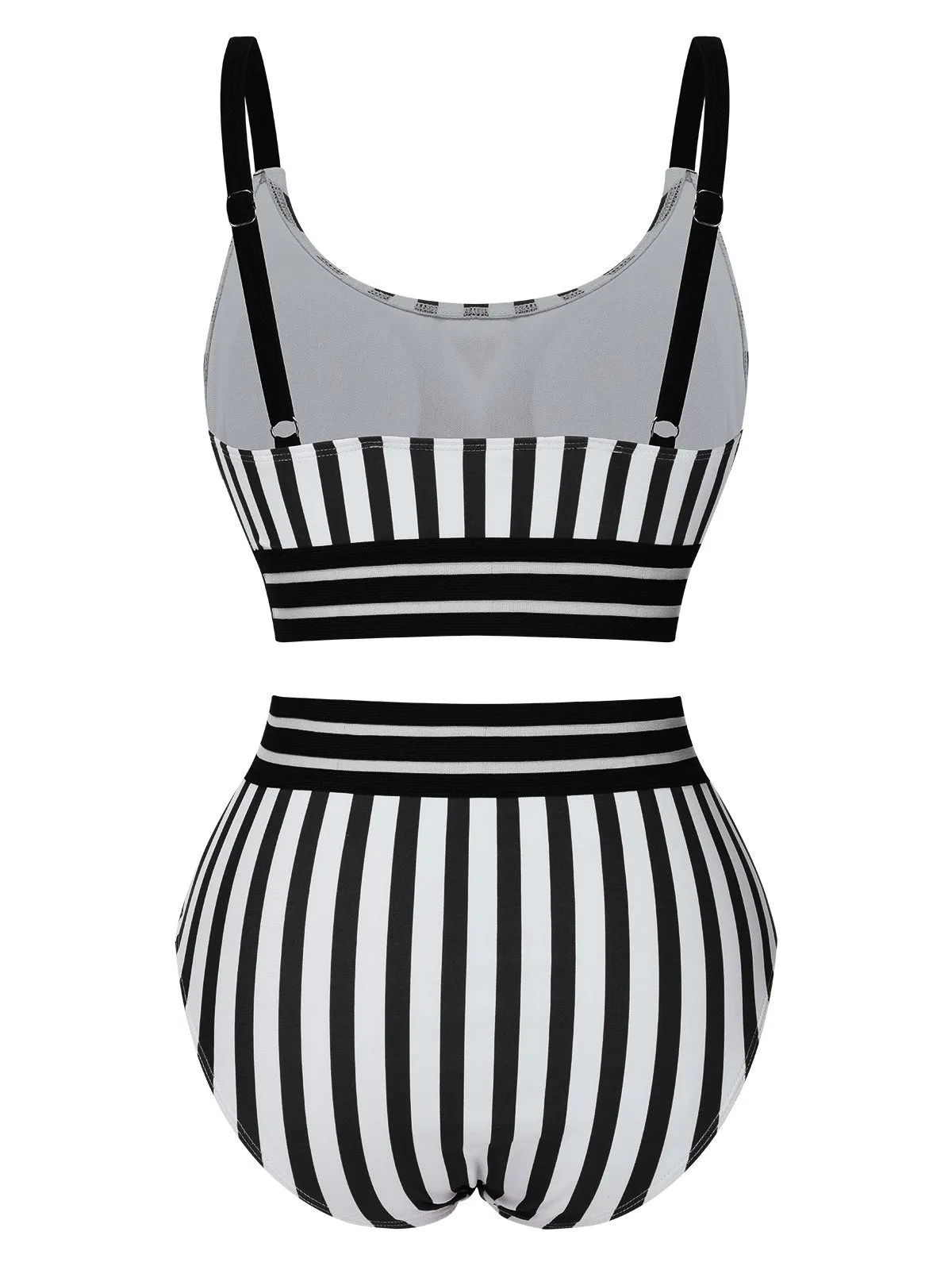 1950s U-Neck Vertical Stripes Straps Swimsuit sold by Retro Stage product image thumbnail 5