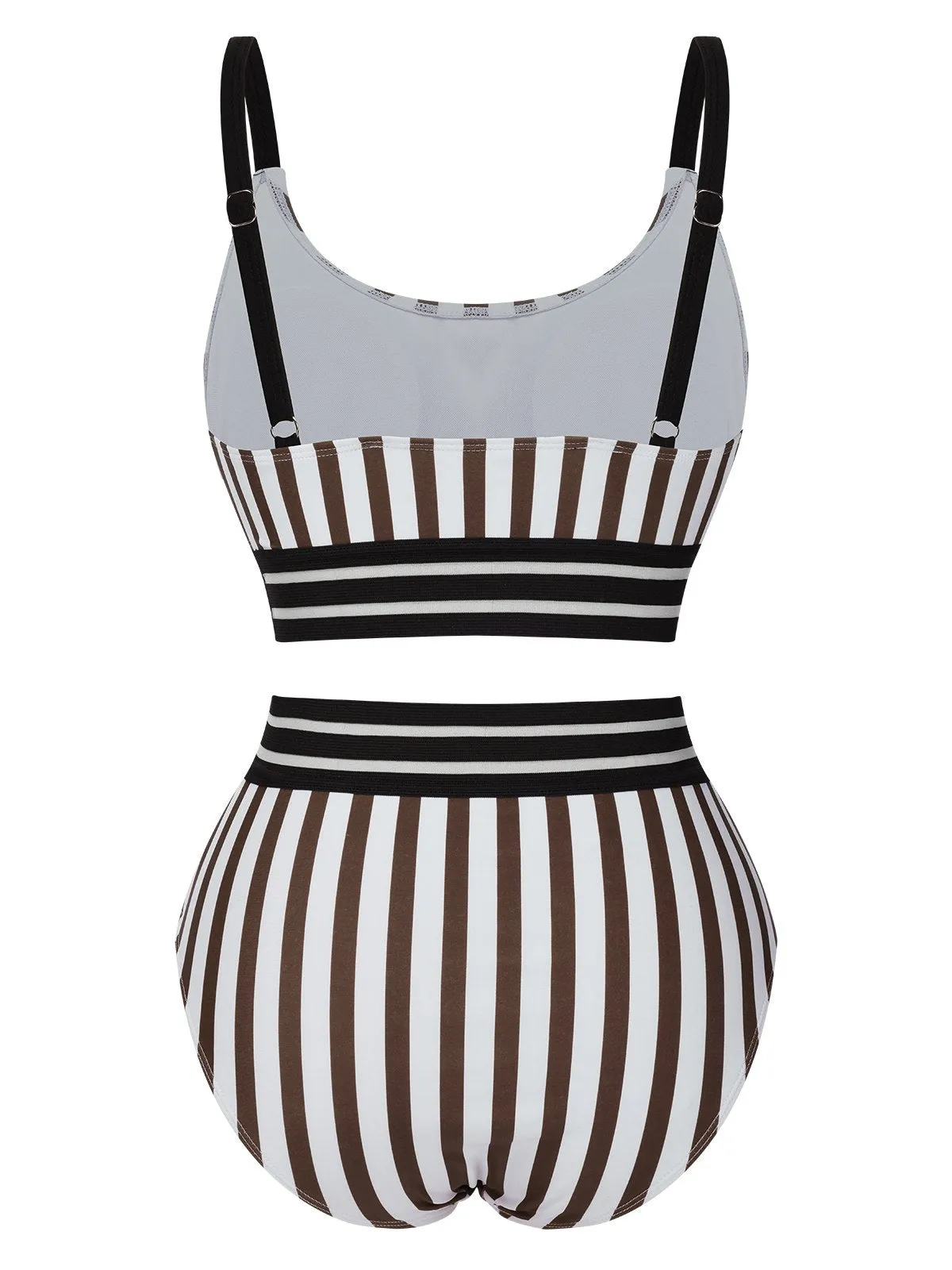 1950s U-Neck Vertical Stripes Straps Swimsuit sold by Retro Stage product image thumbnail 2