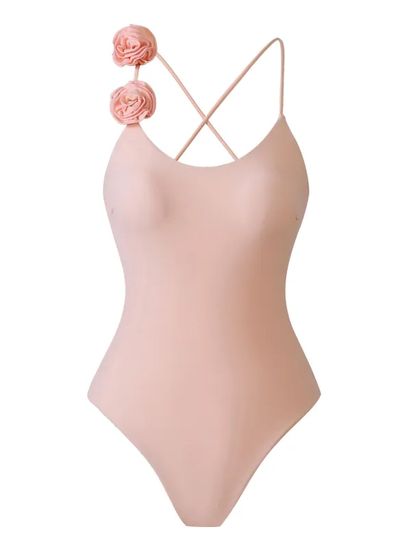 1940s 3D Rose Back Cross Straps Swimsuit sold by Retro Stage