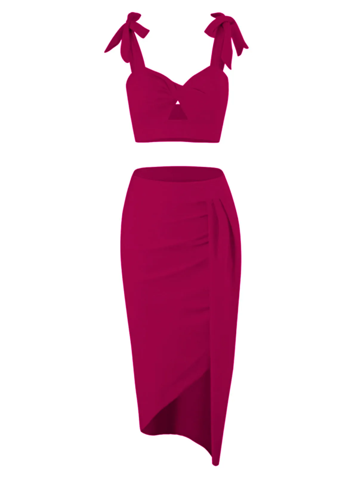 1940s Solid Shoulder Tie Hollow Swimsuit & Cove-Up sold by Retro Stage product image thumbnail 2