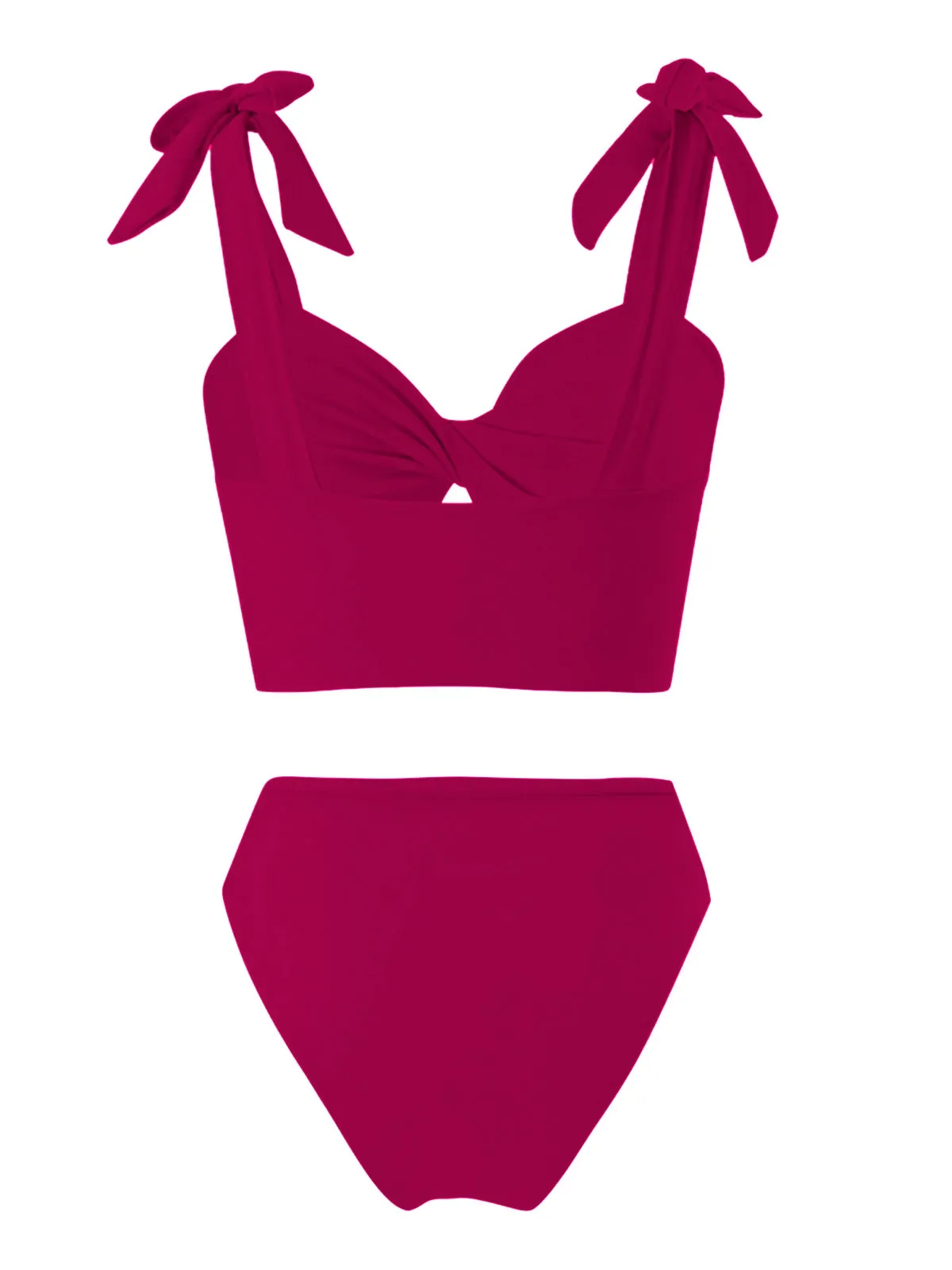 1940s Solid Shoulder Tie Hollow Swimsuit & Cove-Up sold by Retro Stage product image thumbnail 4