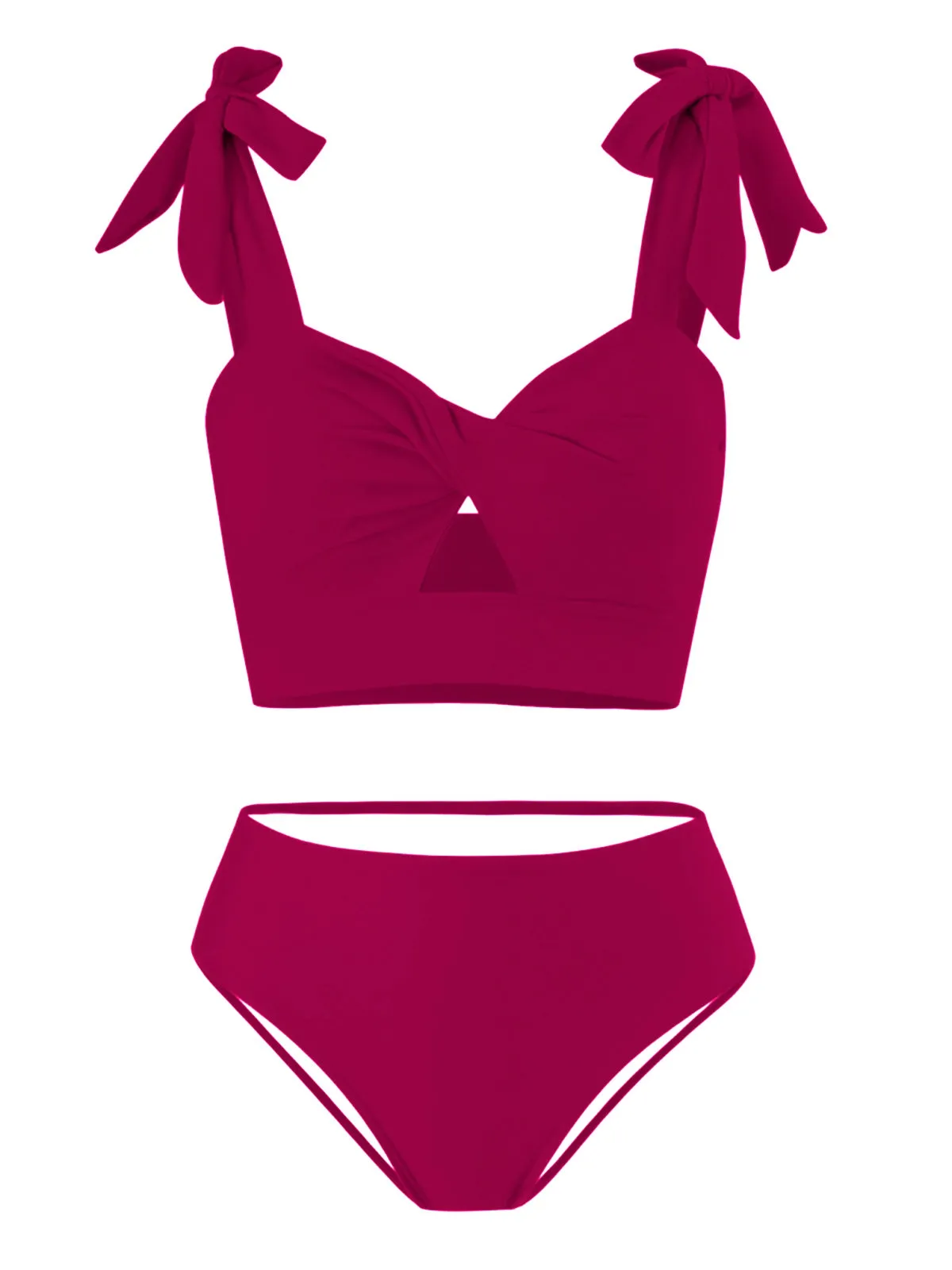 1940s Solid Shoulder Tie Hollow Swimsuit & Cove-Up sold by Retro Stage product image thumbnail 5