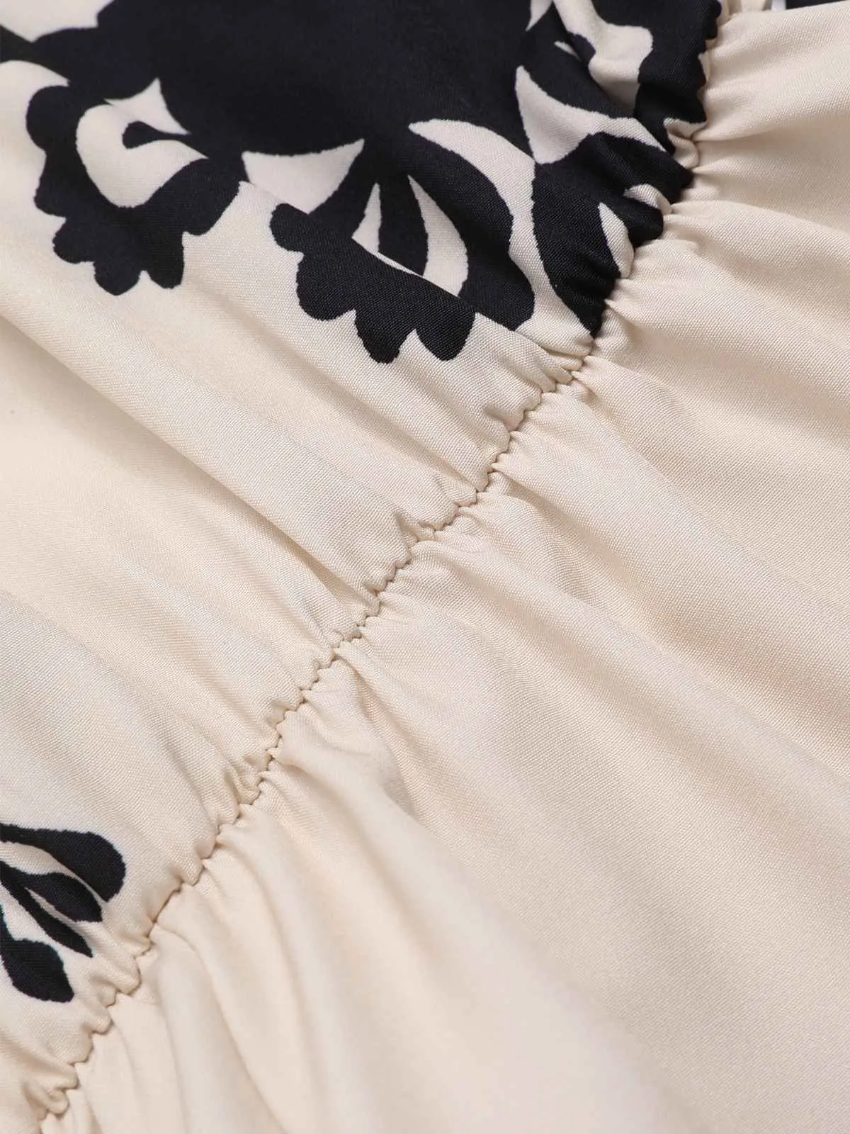 Beige 1940s Oblique Neck Tribal Printed Romper sold by Retro Stage product image thumbnail 3