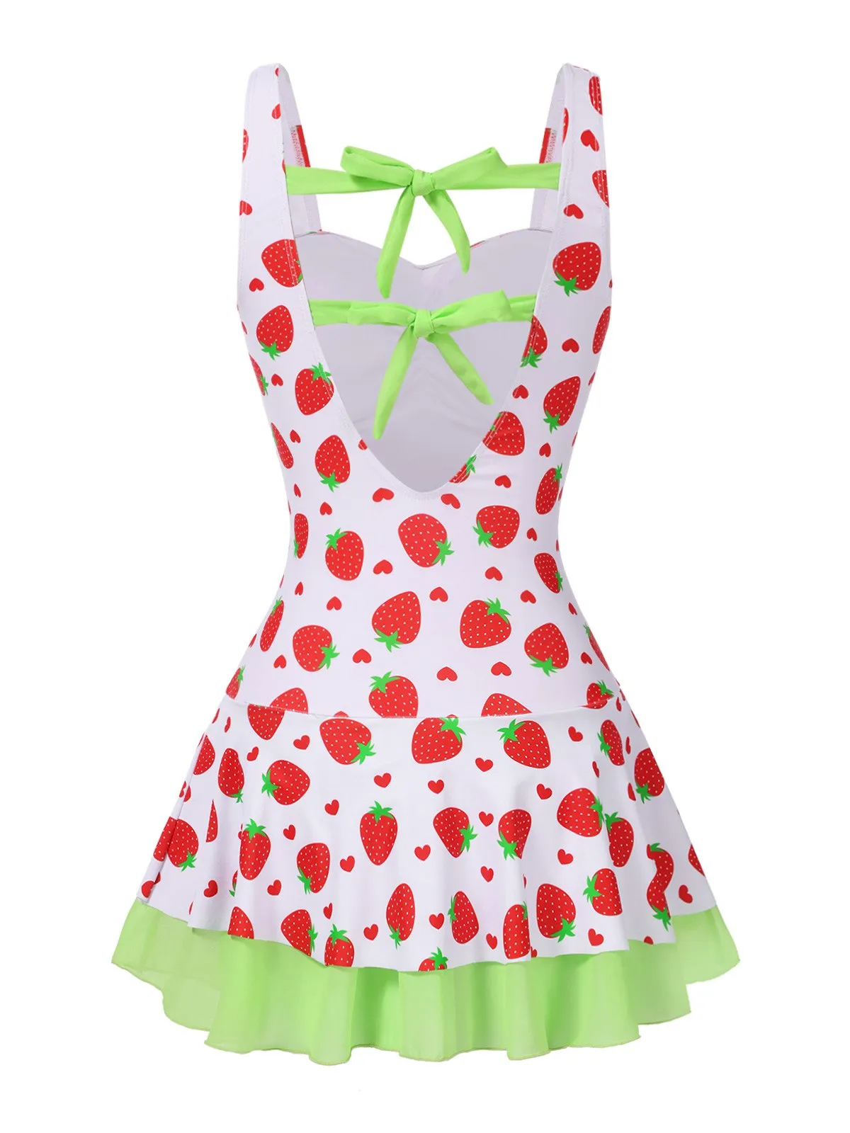 Red & Green 1940s Strawberry Bow Swim Dress sold by Retro Stage product image thumbnail 5