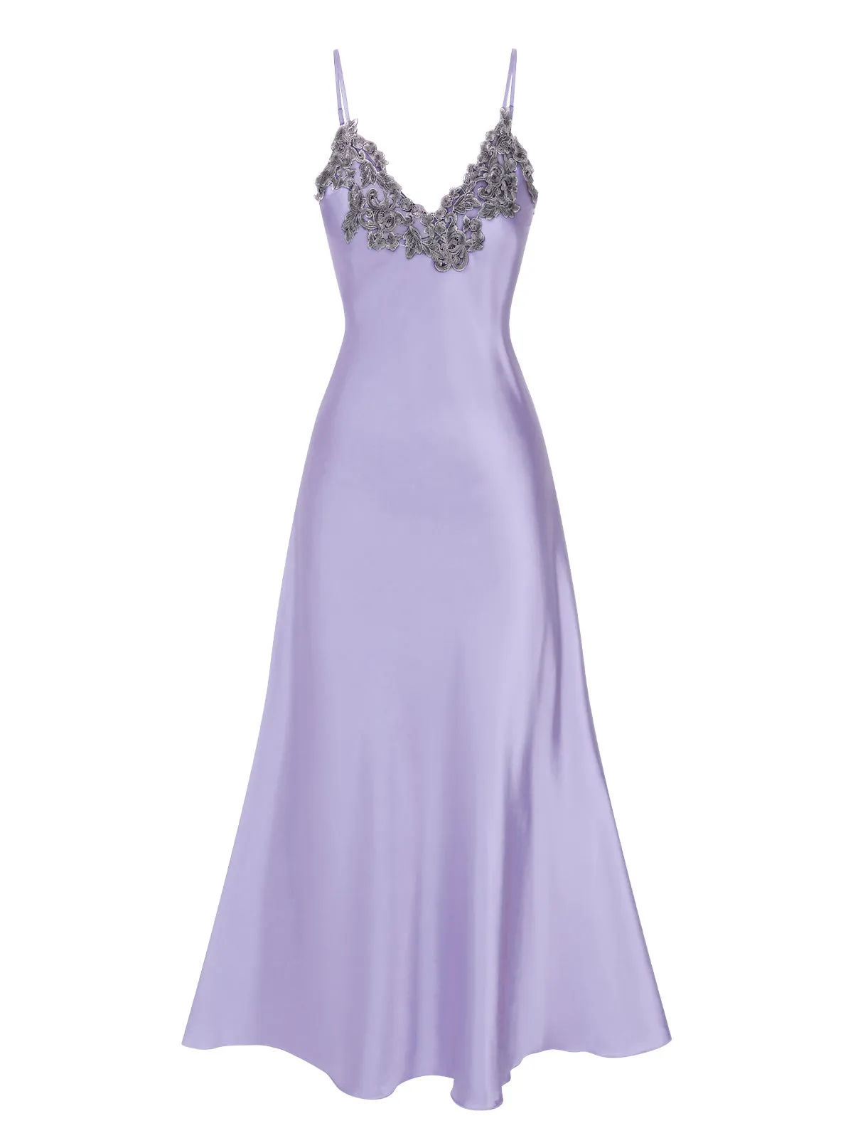 1930s Embroidered Faux Satin Strap Nightgown sold by Retro Stage