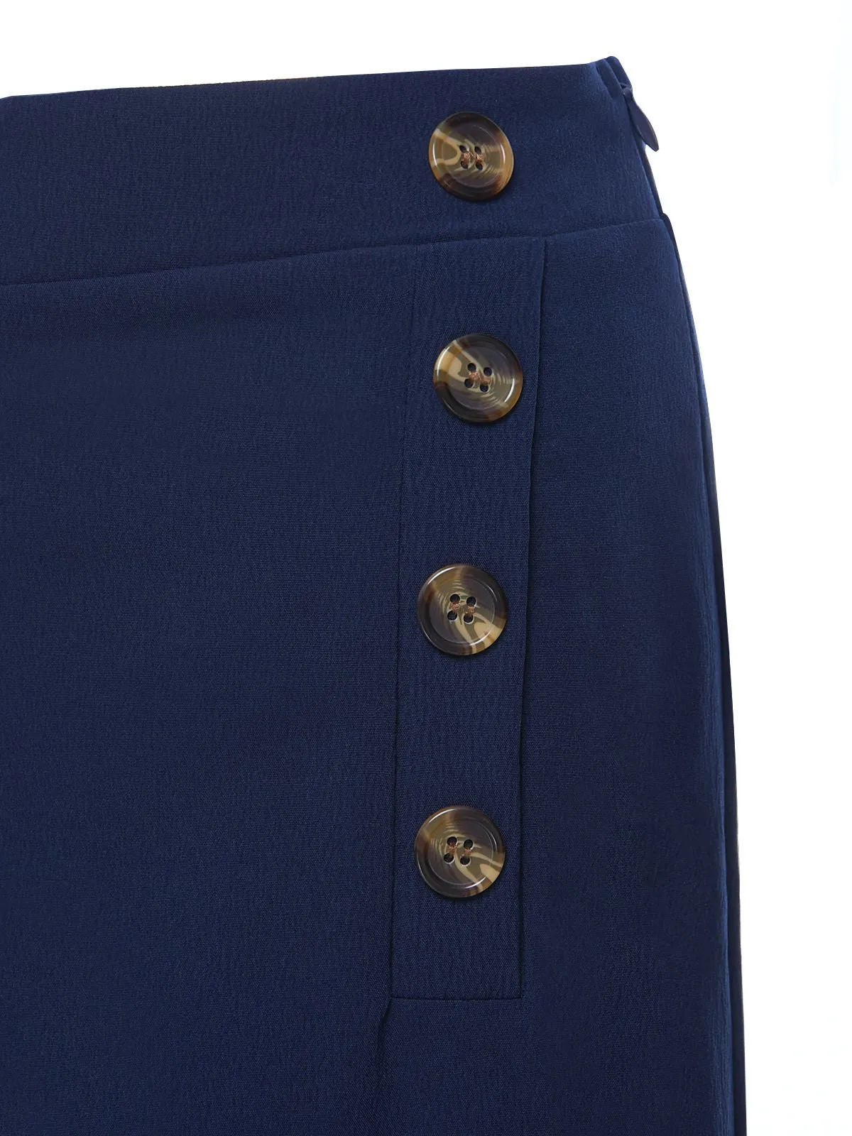 Dark Blue 1950s Solid Button Wide-leg Pants sold by Retro Stage product image thumbnail 4