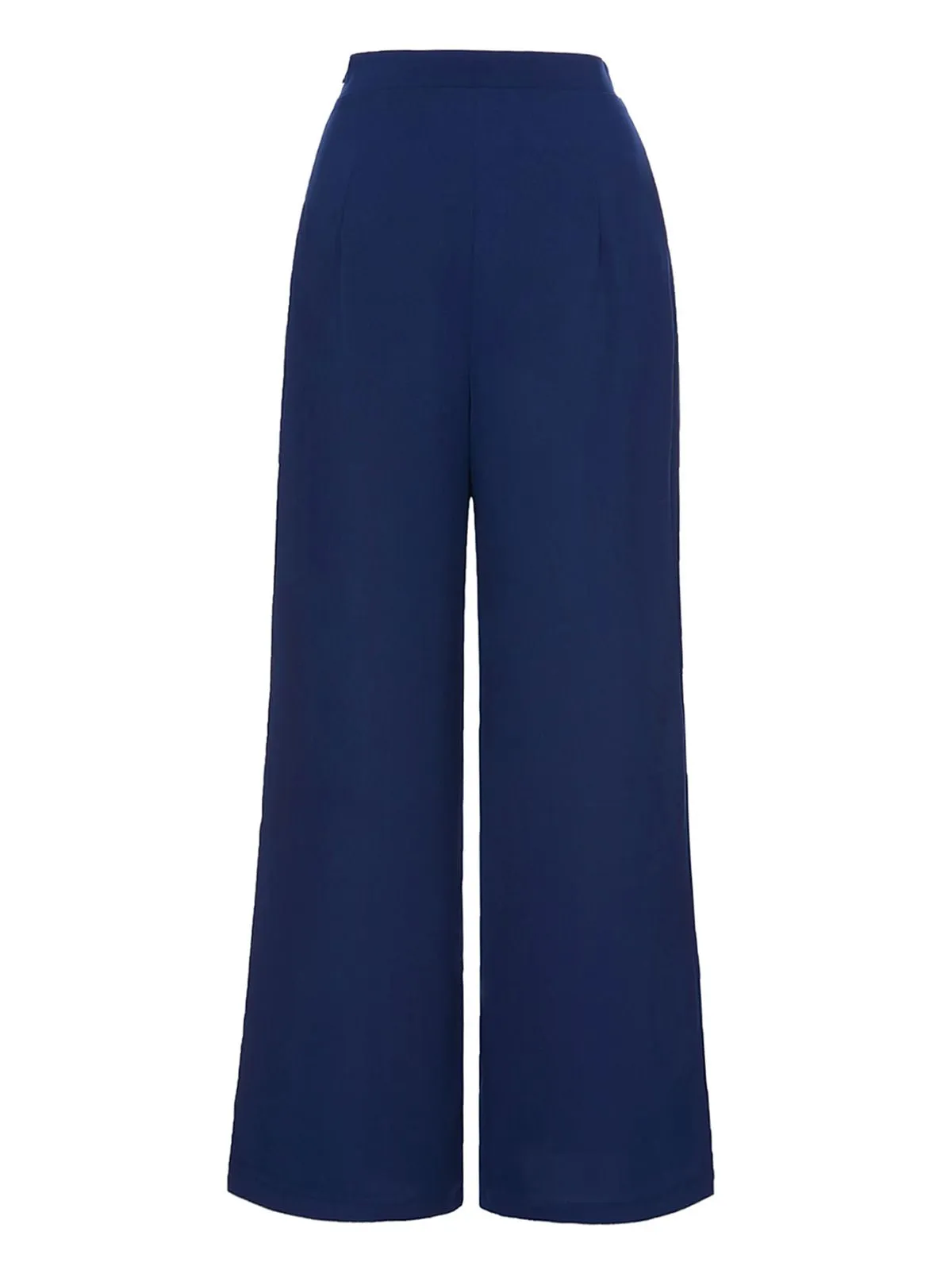 Dark Blue 1950s Solid Button Wide-leg Pants sold by Retro Stage product image thumbnail 3