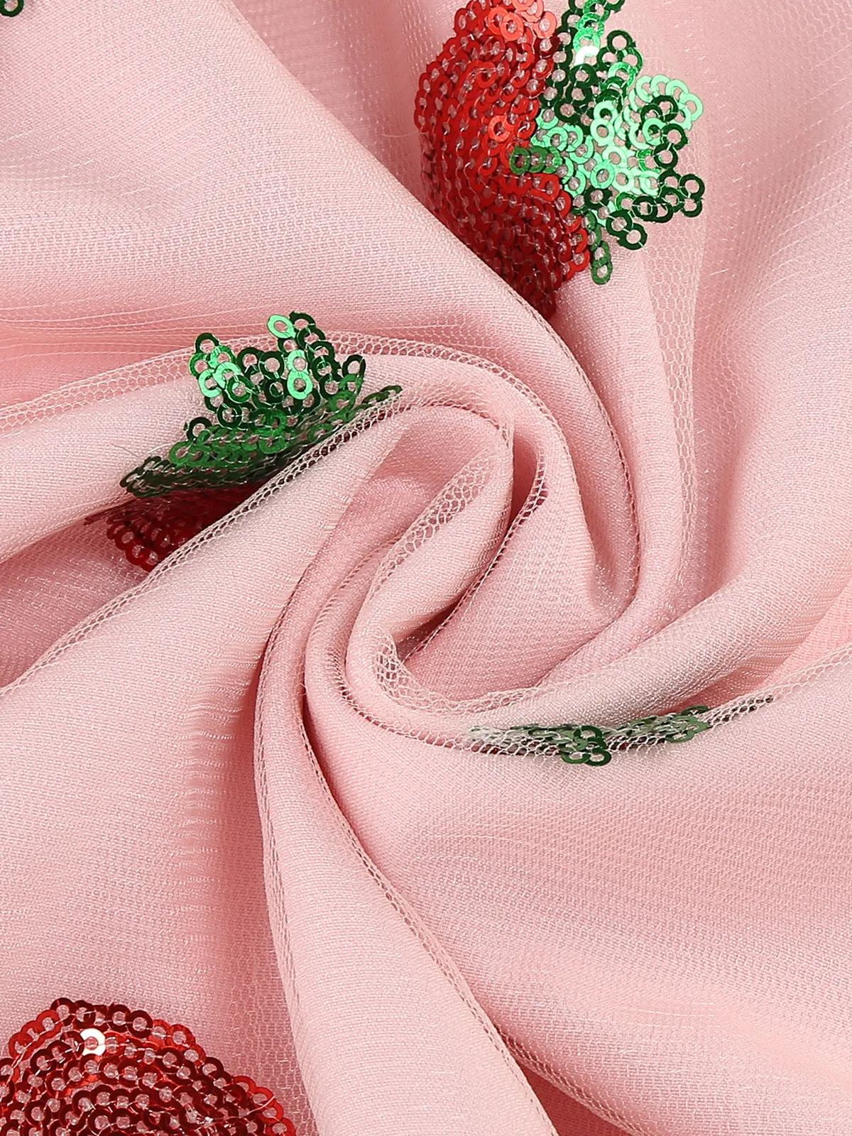 Pink 1950s V-Neck Strawberry Mesh Swing Dress sold by Retro Stage product image thumbnail 4