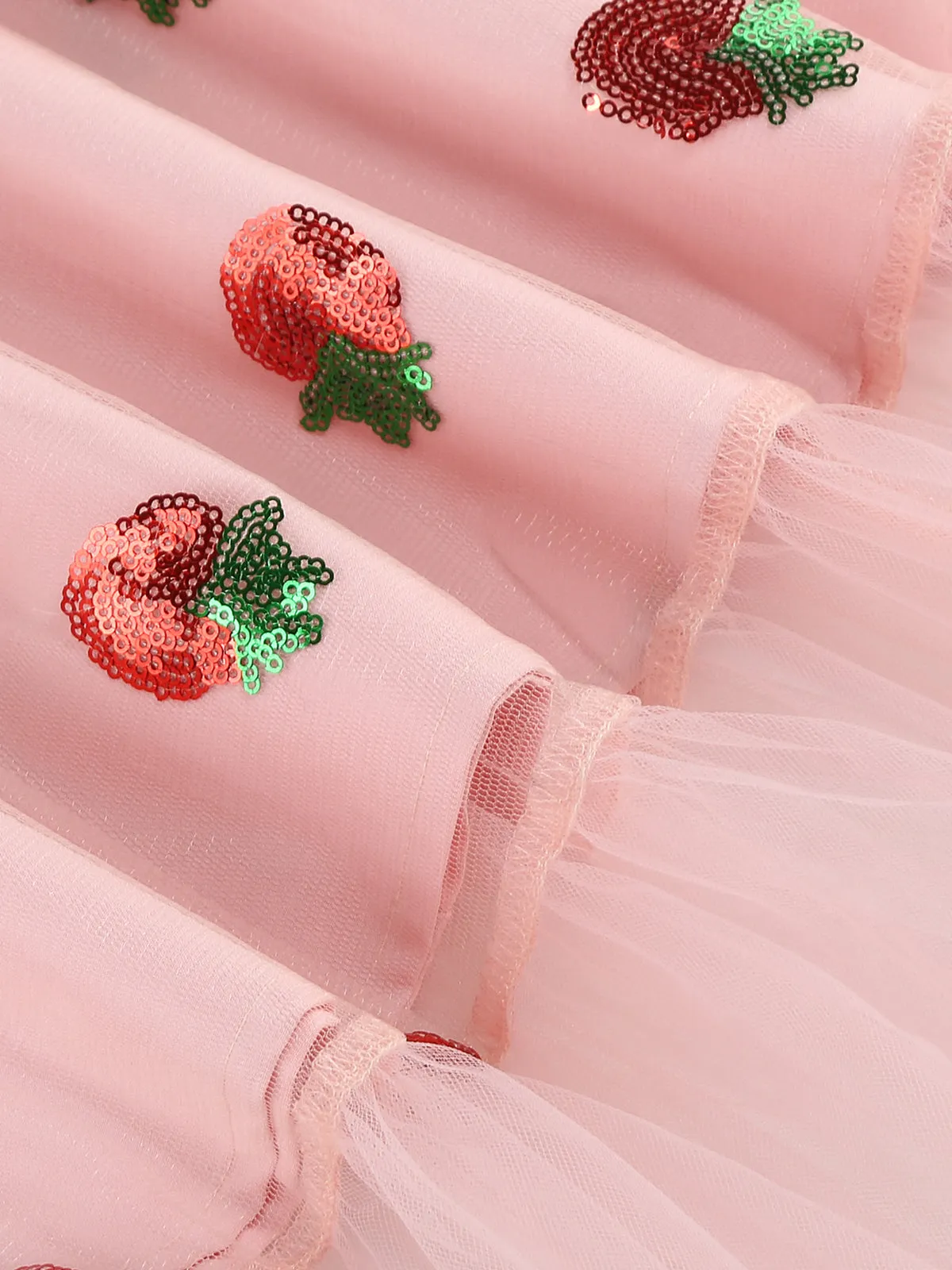 Pink 1950s V-Neck Strawberry Mesh Swing Dress sold by Retro Stage product image thumbnail 5