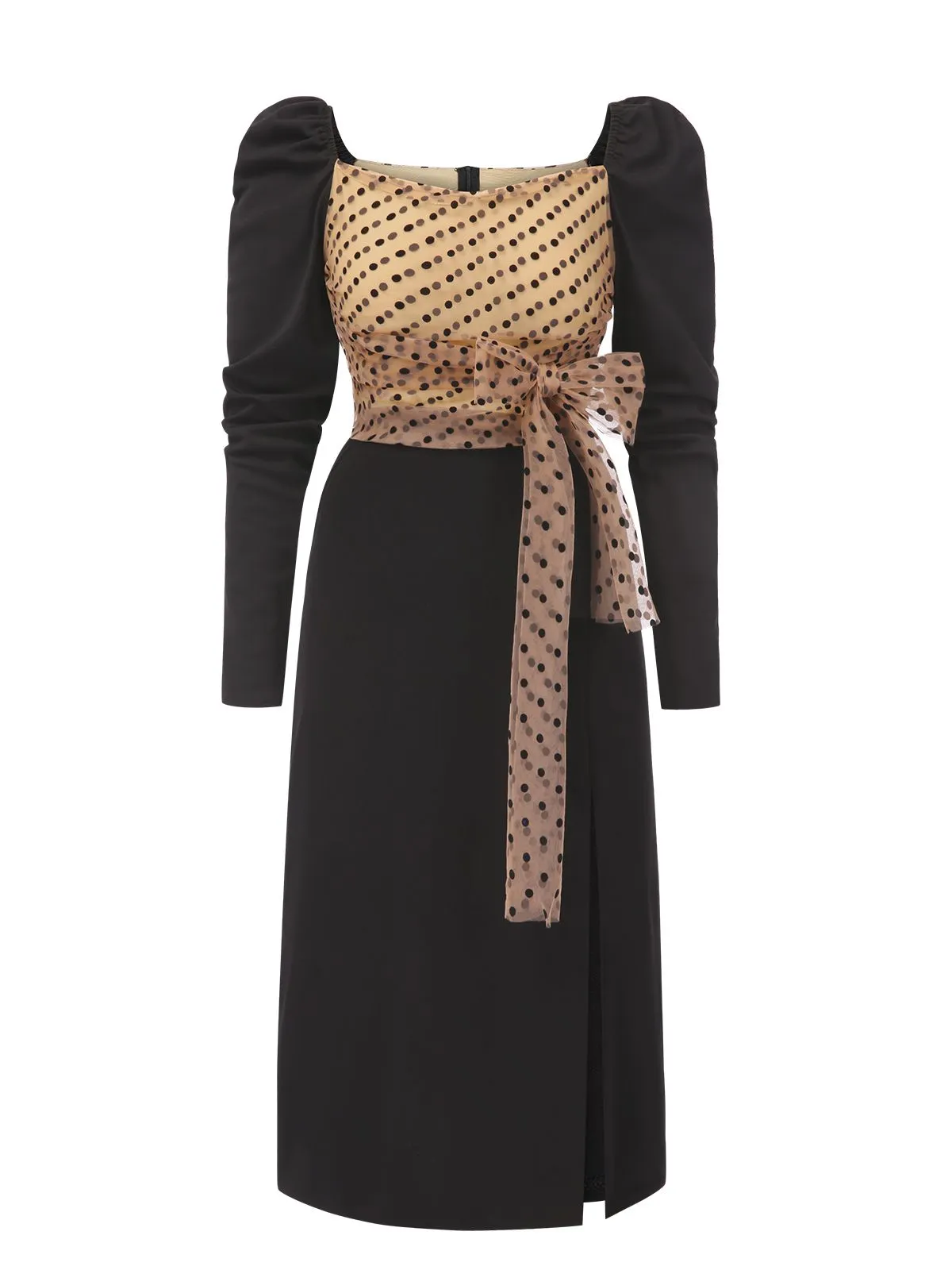 1960s Polka Dot Waist Bow Long Sleeve Dress sold by Retro Stage