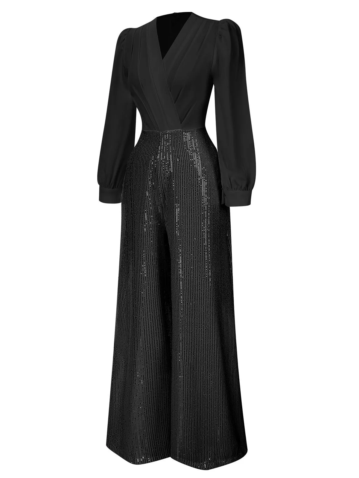 1930s V-Neck Puff Sleeve Sequins Wide-Leg Jumpsuit sold by Retro Stage product image thumbnail 5