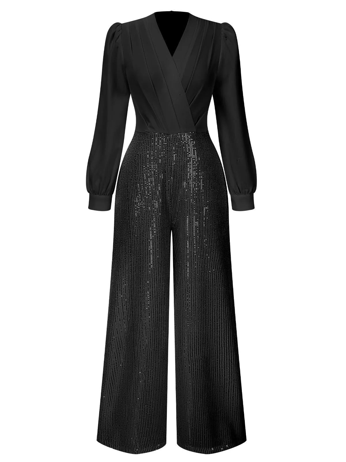 1930s V-Neck Puff Sleeve Sequins Wide-Leg Jumpsuit sold by Retro Stage product image thumbnail 4