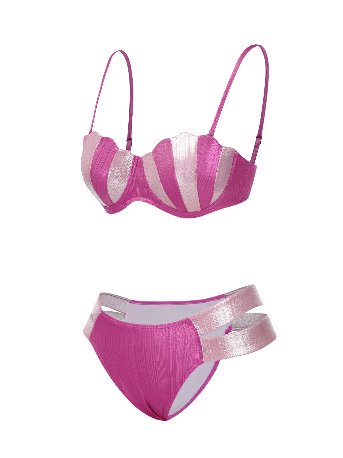 Pink 1970s Shell Shape Patchwork Swimsuit sold by Retro Stage product image thumbnail 2