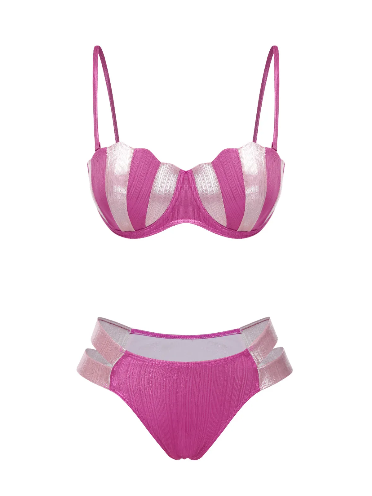 Pink 1970s Shell Shape Patchwork Swimsuit sold by Retro Stage