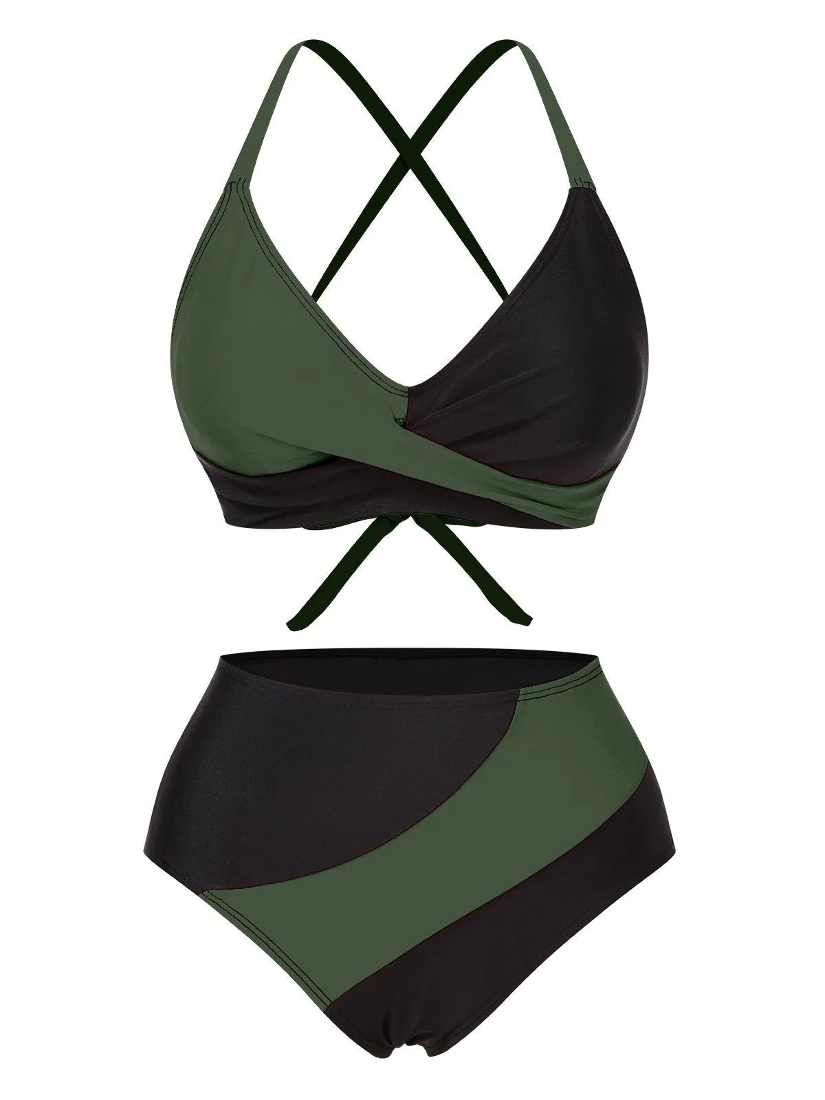 1970s Irregular Contrast Color Swimsuit sold by Retro Stage product image thumbnail 4