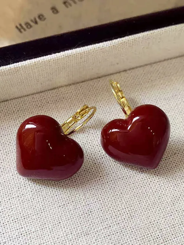 Retro Red 3D Heart Earrings sold by Retro Stage