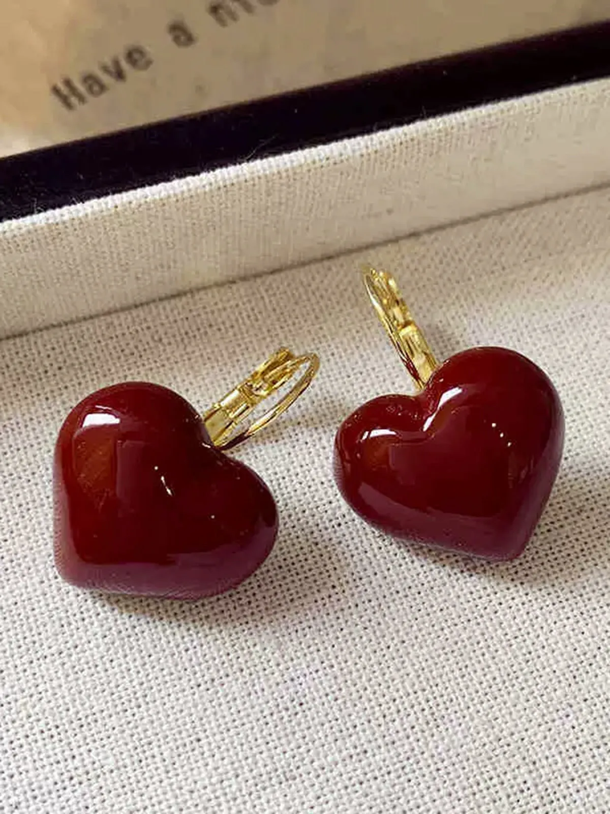 Retro Red 3D Heart Earrings sold by Retro Stage