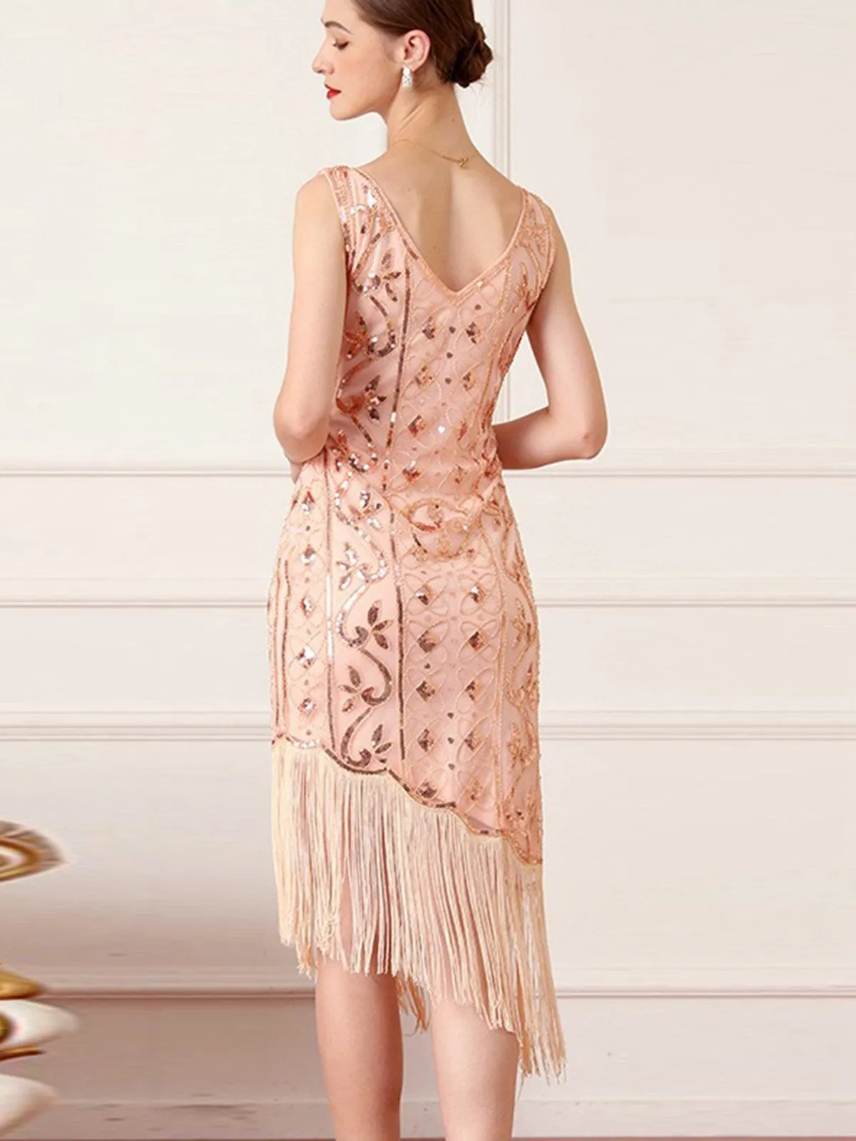 1920s Gatsby Sequins Tassel Oblique Hem Dress sold by Retro Stage product image thumbnail 2