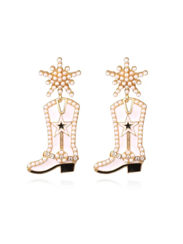 Pearl Star Cowboy Boot Earrings sold by Retro Stage