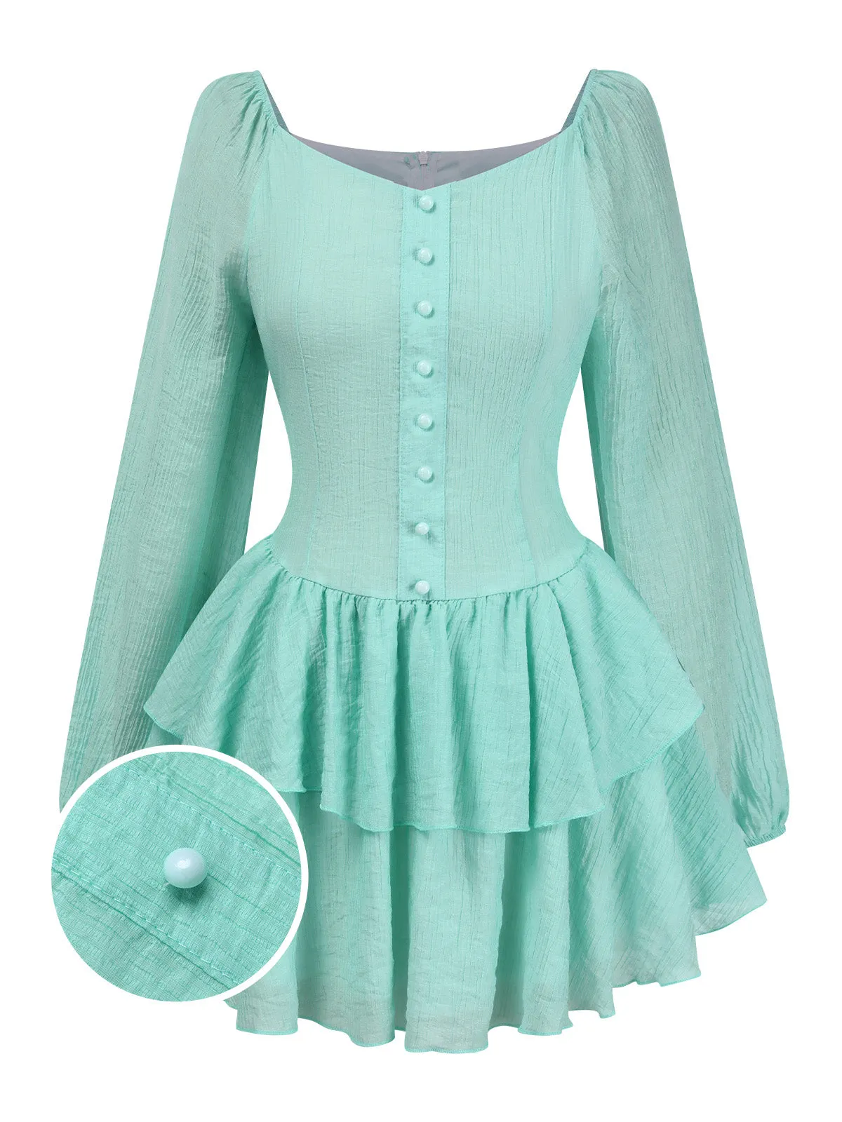 Light Blue 1960s Solid Layered Hem Chiffon Dress sold by Retro Stage