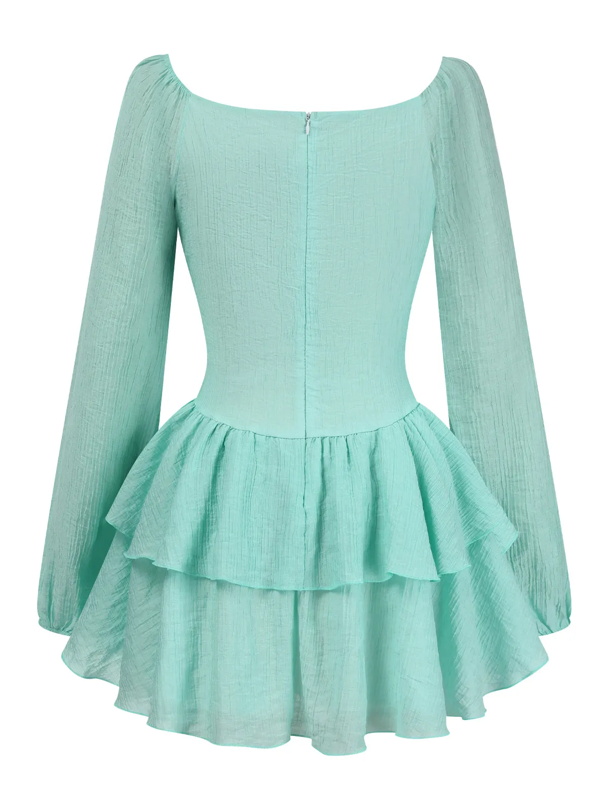 Light Blue 1960s Solid Layered Hem Chiffon Dress sold by Retro Stage product image thumbnail 3