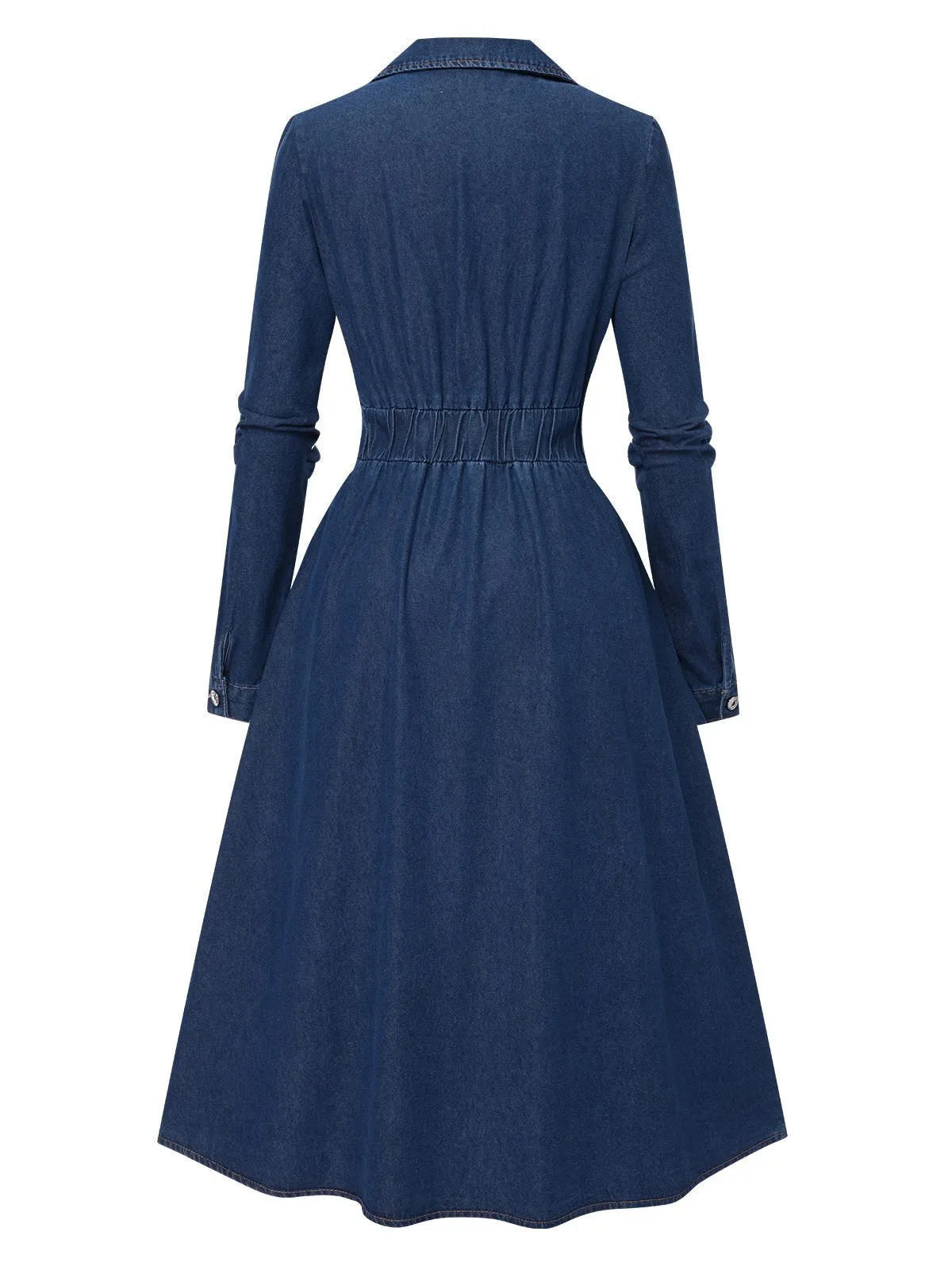 Blue 1970s Notched Collar Long Denim Dress sold by Retro Stage product image thumbnail 2