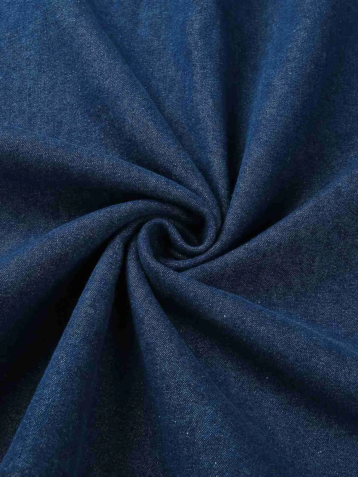 Blue 1970s Notched Collar Long Denim Dress sold by Retro Stage product image thumbnail 3