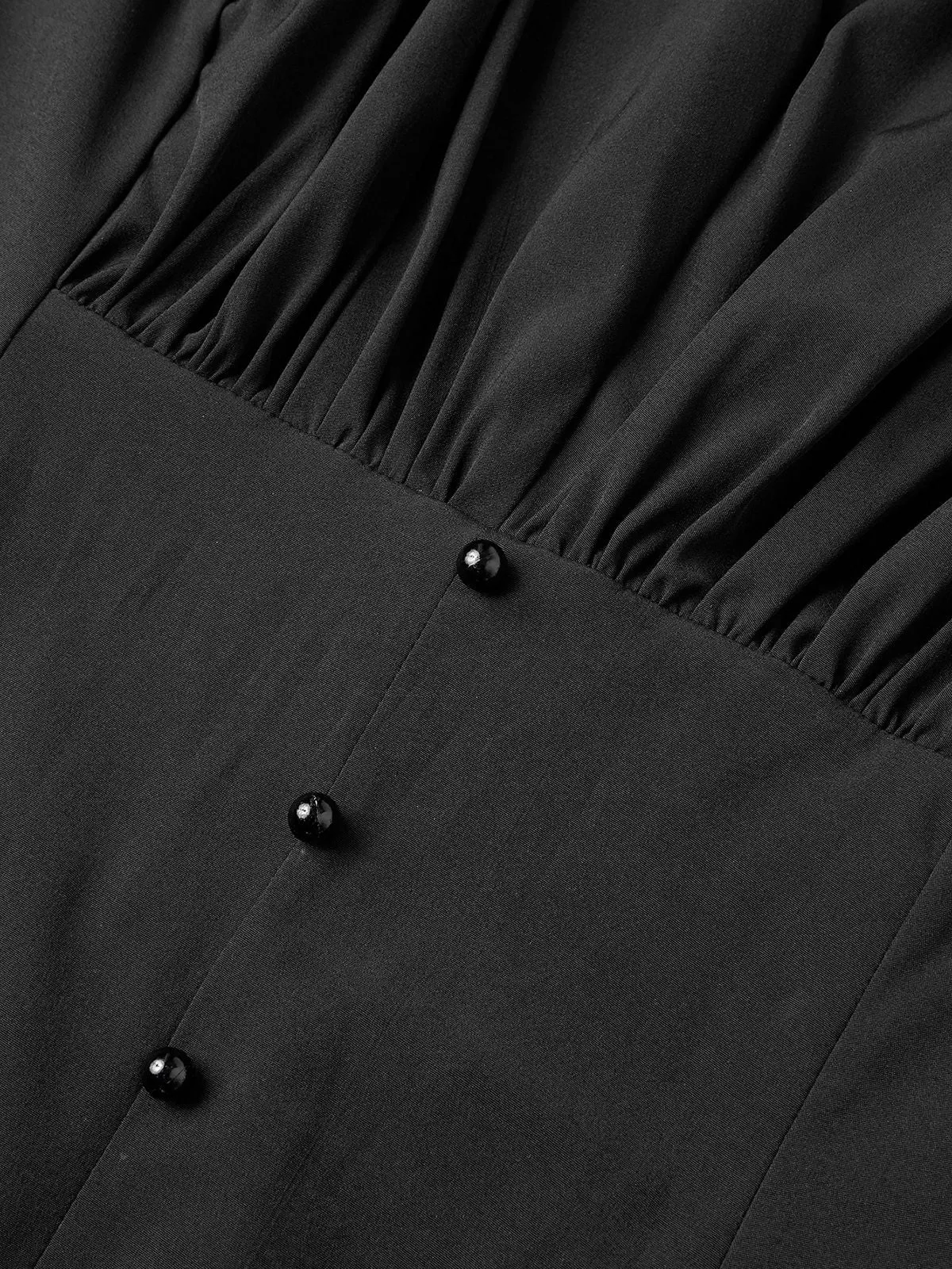 Black 1960s Solid Pleated Petal Sleeve Blouse sold by Retro Stage product image thumbnail 3