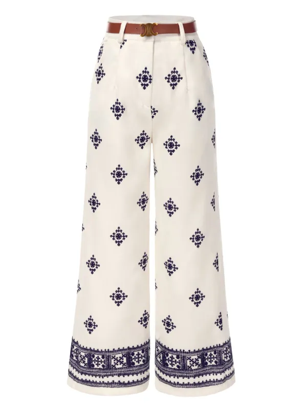 Beige 1970s Boho Style Wide-leg Pants sold by Retro Stage