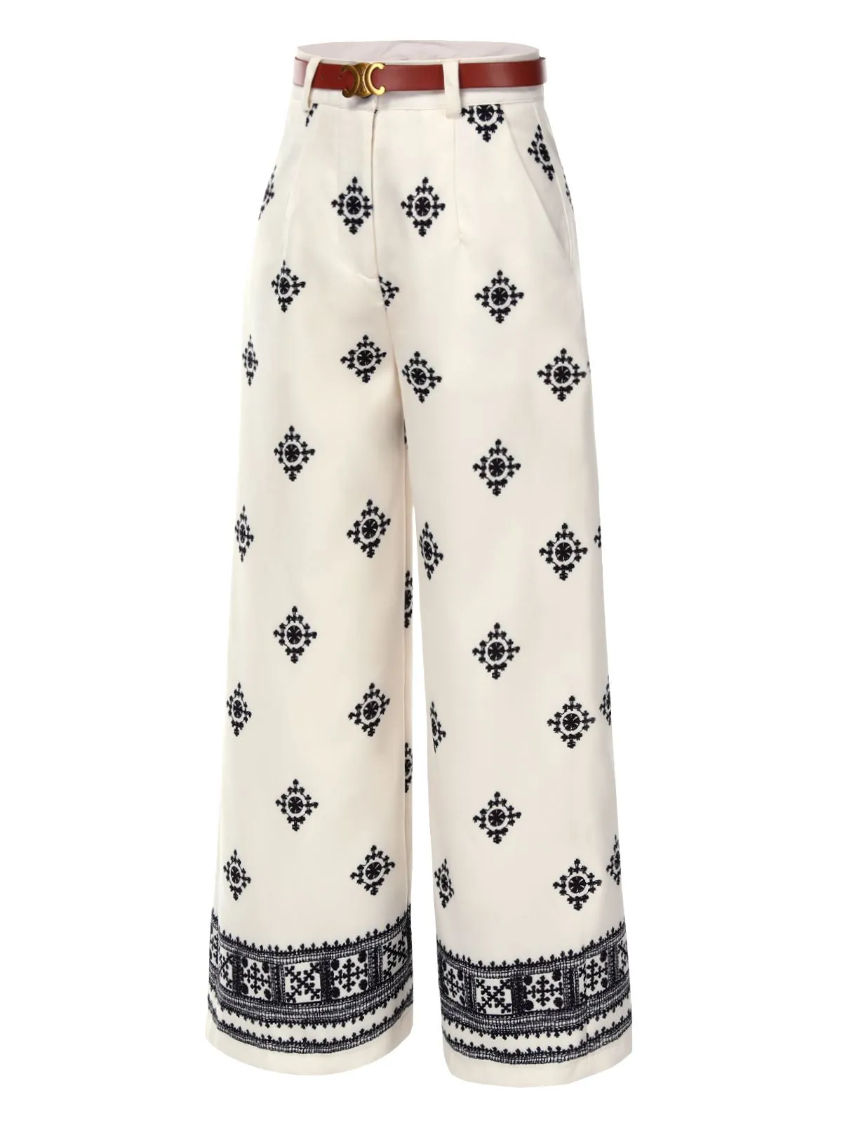 Beige 1970s Boho Style Wide-leg Pants sold by Retro Stage product image thumbnail 2