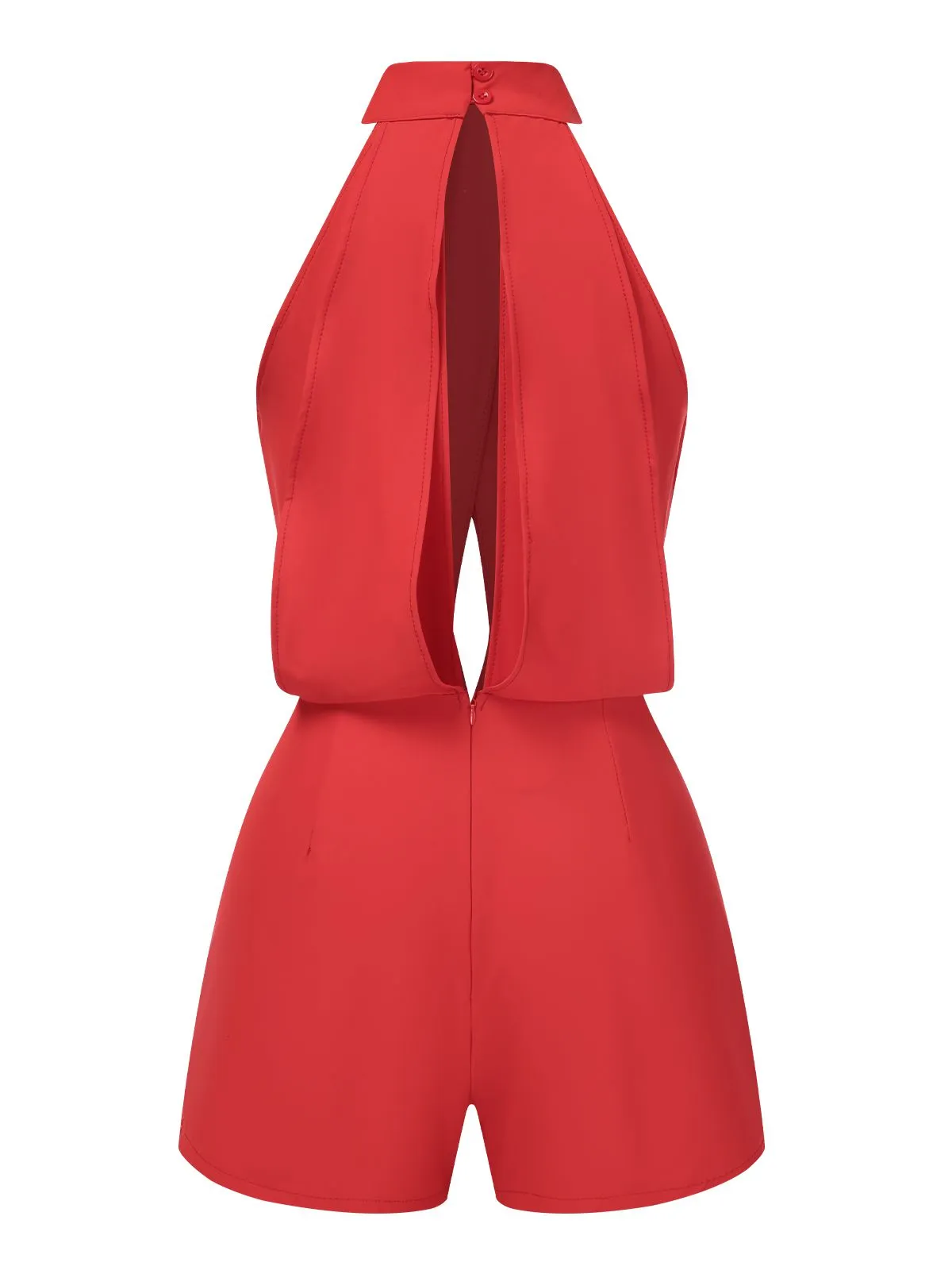 Red 1960s Solid Backless Romper sold by Retro Stage product image thumbnail 2