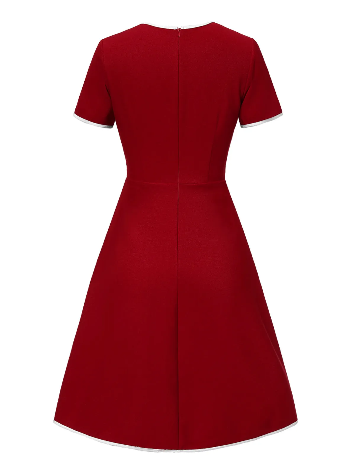 Red 1960s Solid Faux Pocket Dress sold by Retro Stage product image thumbnail 4