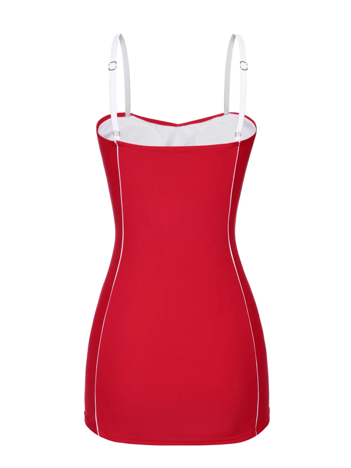 Red 1940s Bow Straps One-Piece Swimsuit sold by Retro Stage product image thumbnail 5