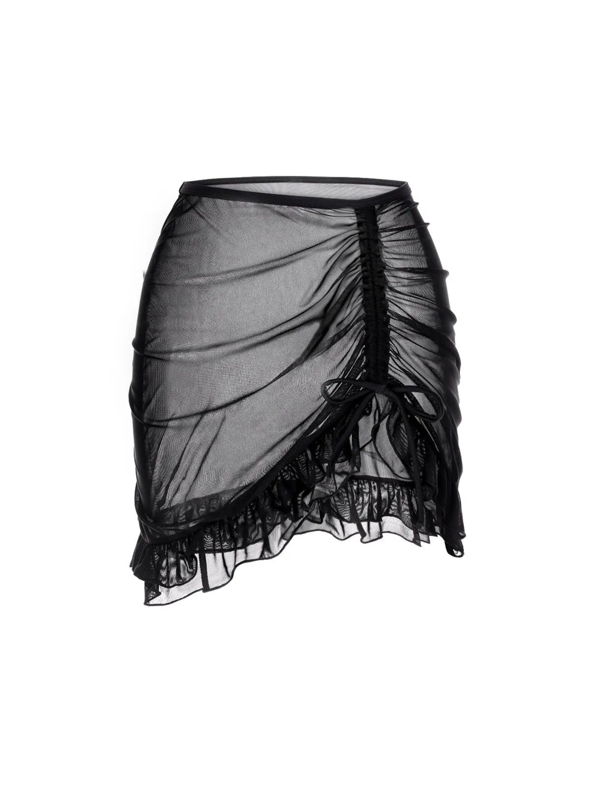 Black 1970s Double-Layered Ruffled Cover-Up sold by Retro Stage product image thumbnail 2