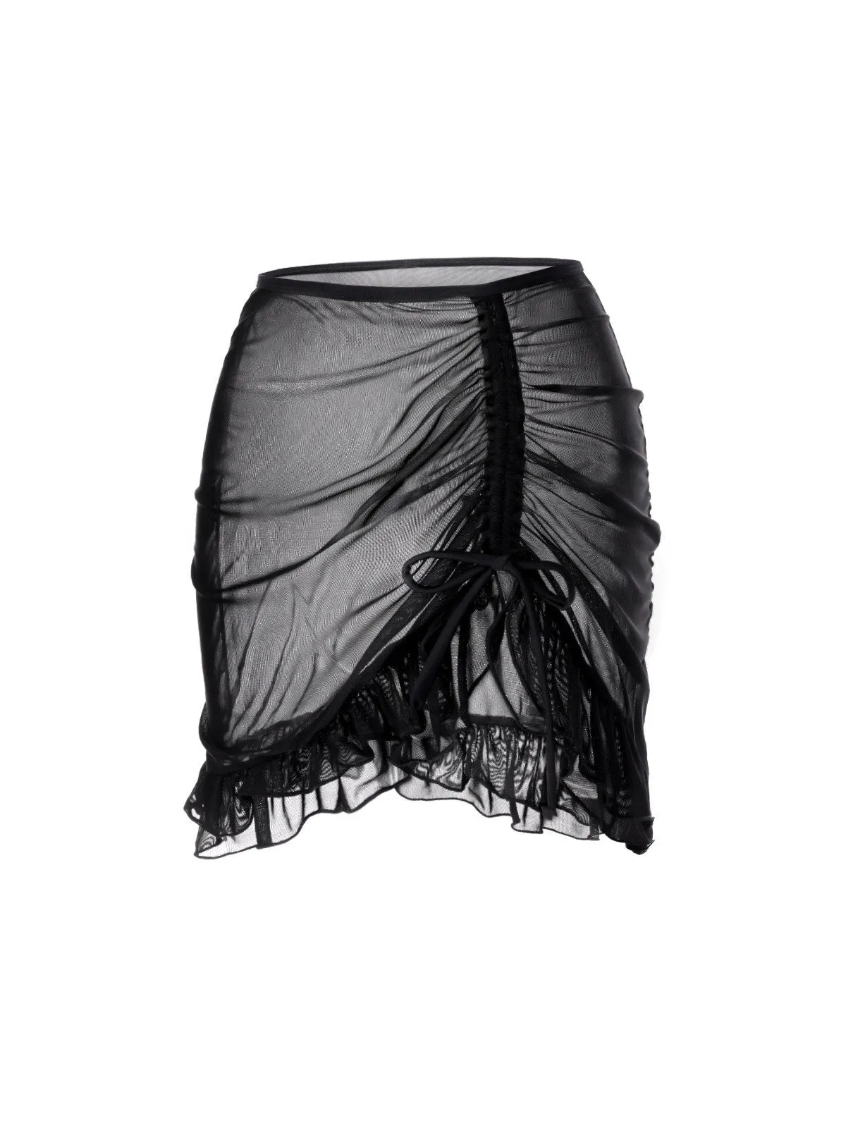 Black 1970s Double-Layered Ruffled Cover-Up sold by Retro Stage product image thumbnail 3