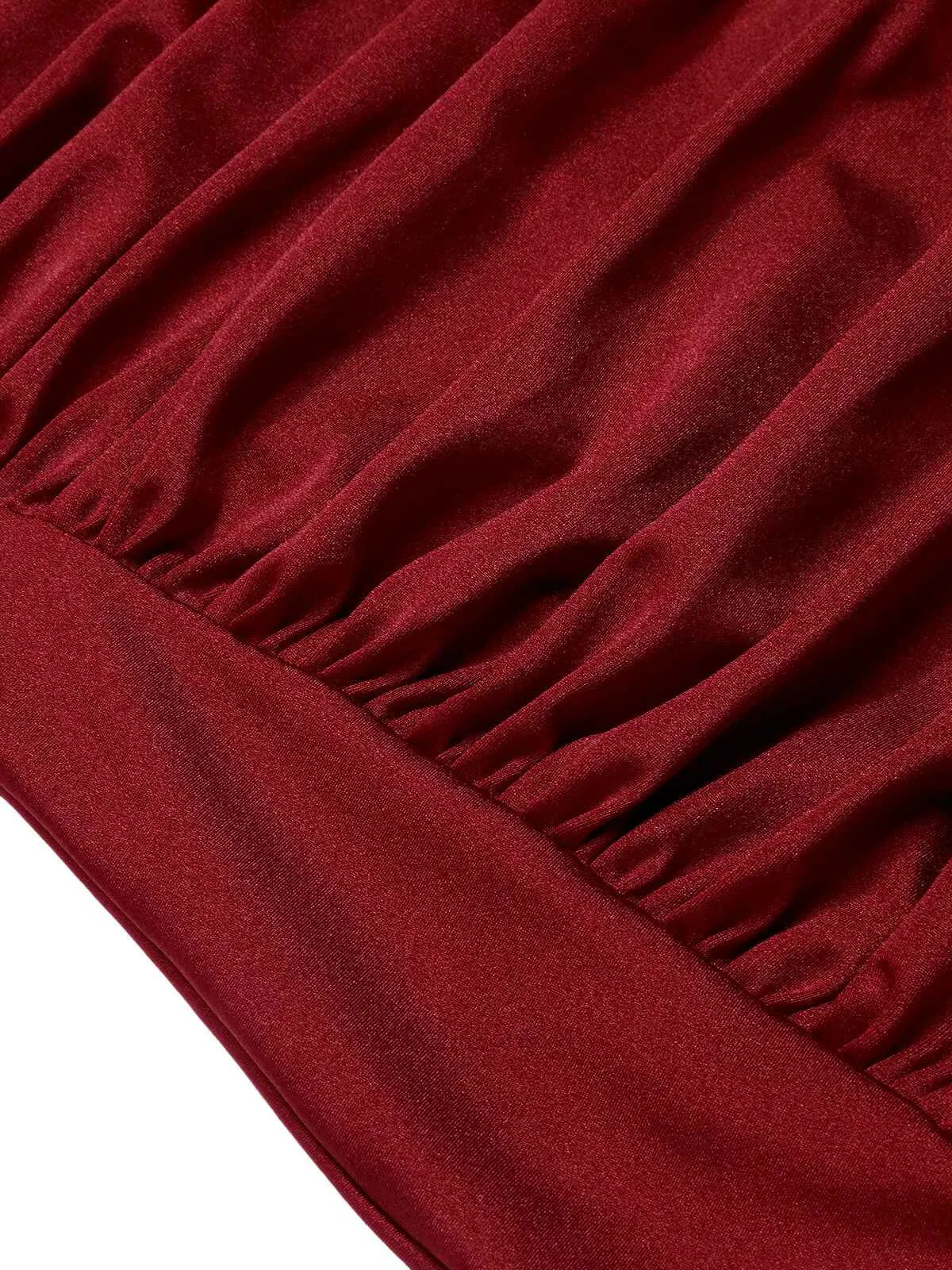 Red 1950s Solid Gathered Halter Swimsuit sold by Retro Stage product image thumbnail 5