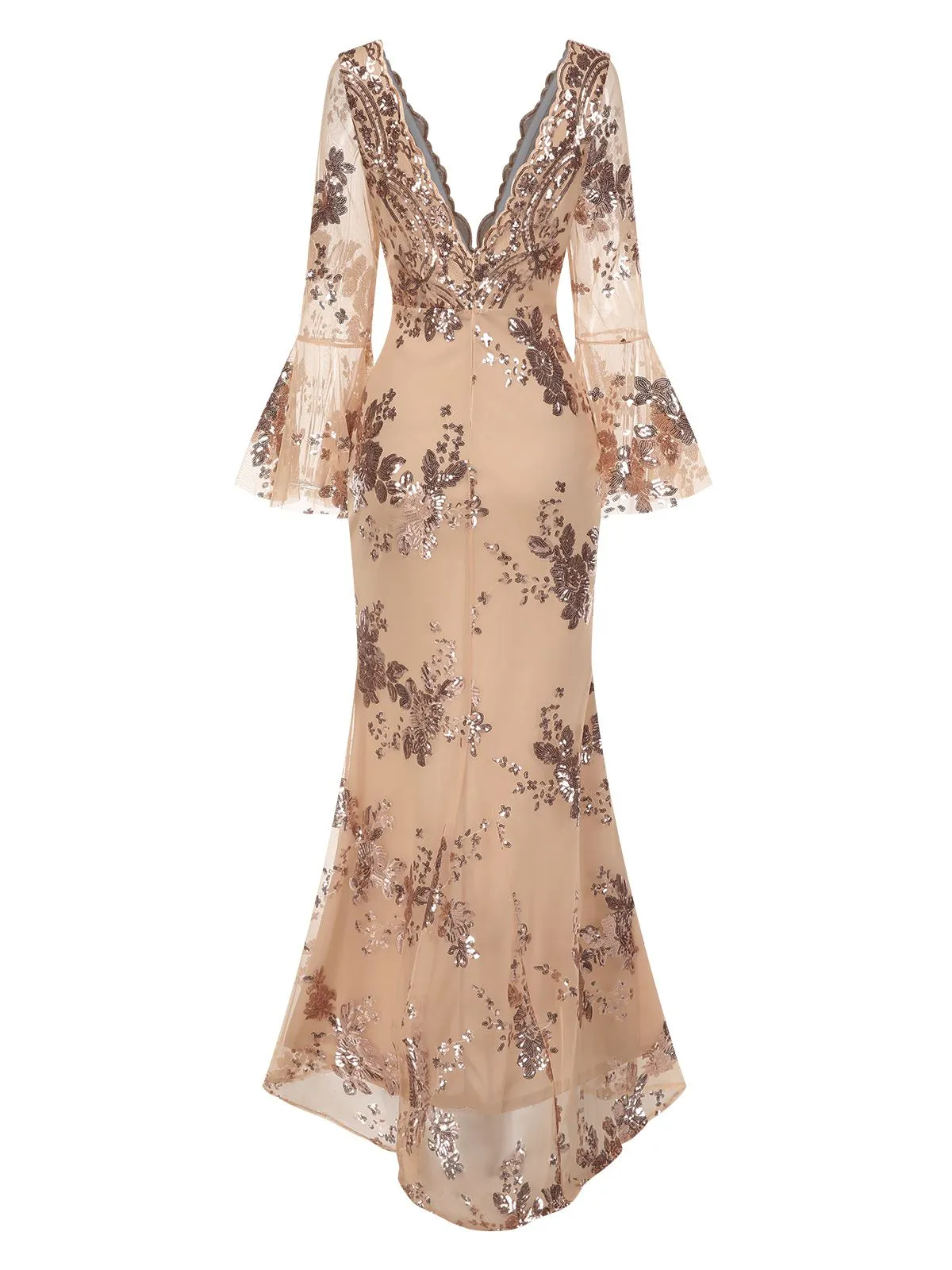 1930s Deep V-Neck Mesh Sequined Maxi Dress sold by Retro Stage product image thumbnail 4