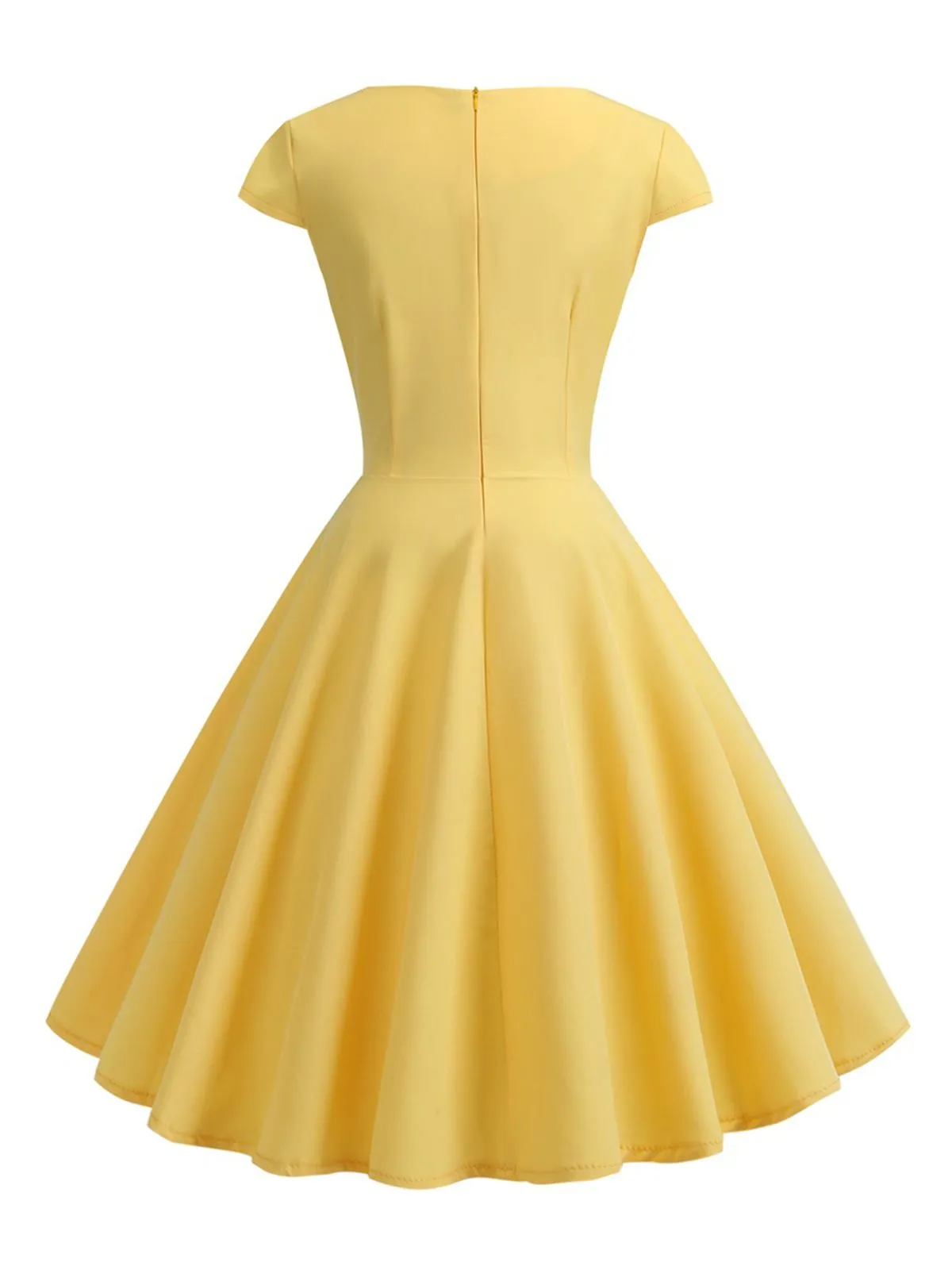1950s Solid Heart Neck Short Sleeve Dress sold by Retro Stage product image thumbnail 4