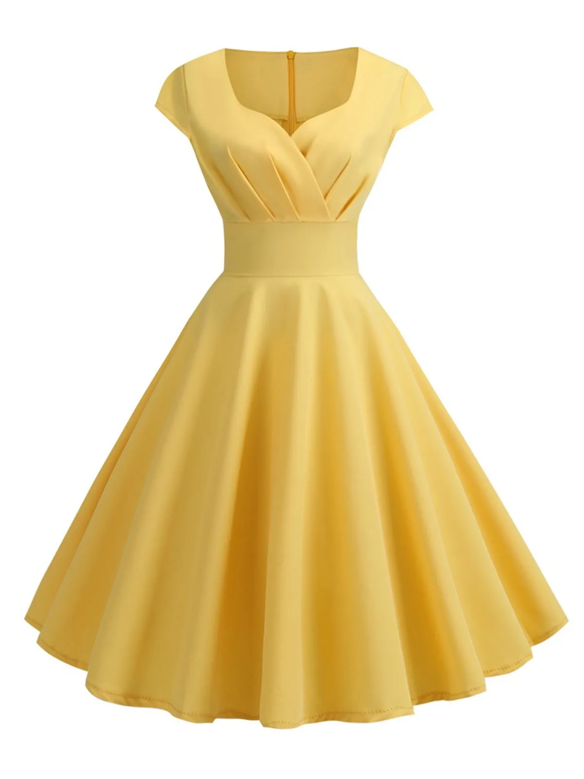1950s Solid Heart Neck Short Sleeve Dress sold by Retro Stage product image thumbnail 2