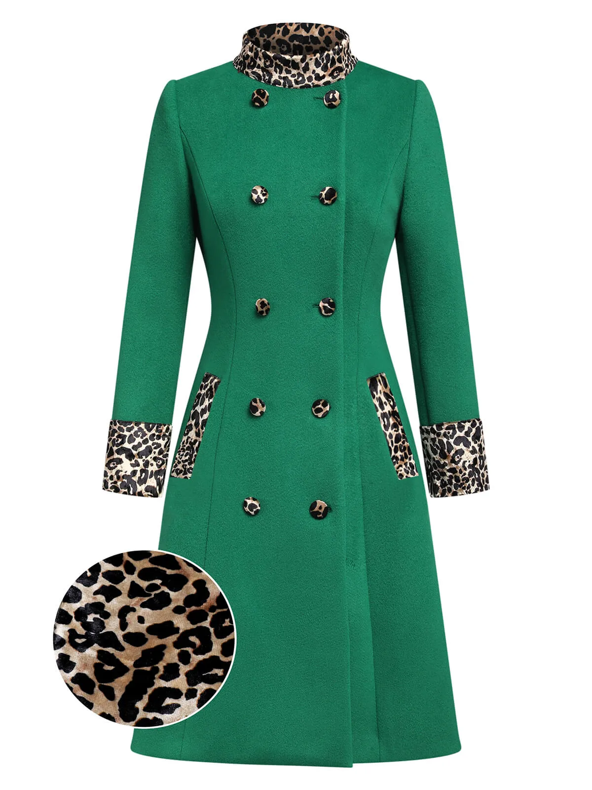 Wine Red 1950s Leopard Patchwork Button Coat sold by Retro Stage product image thumbnail 3