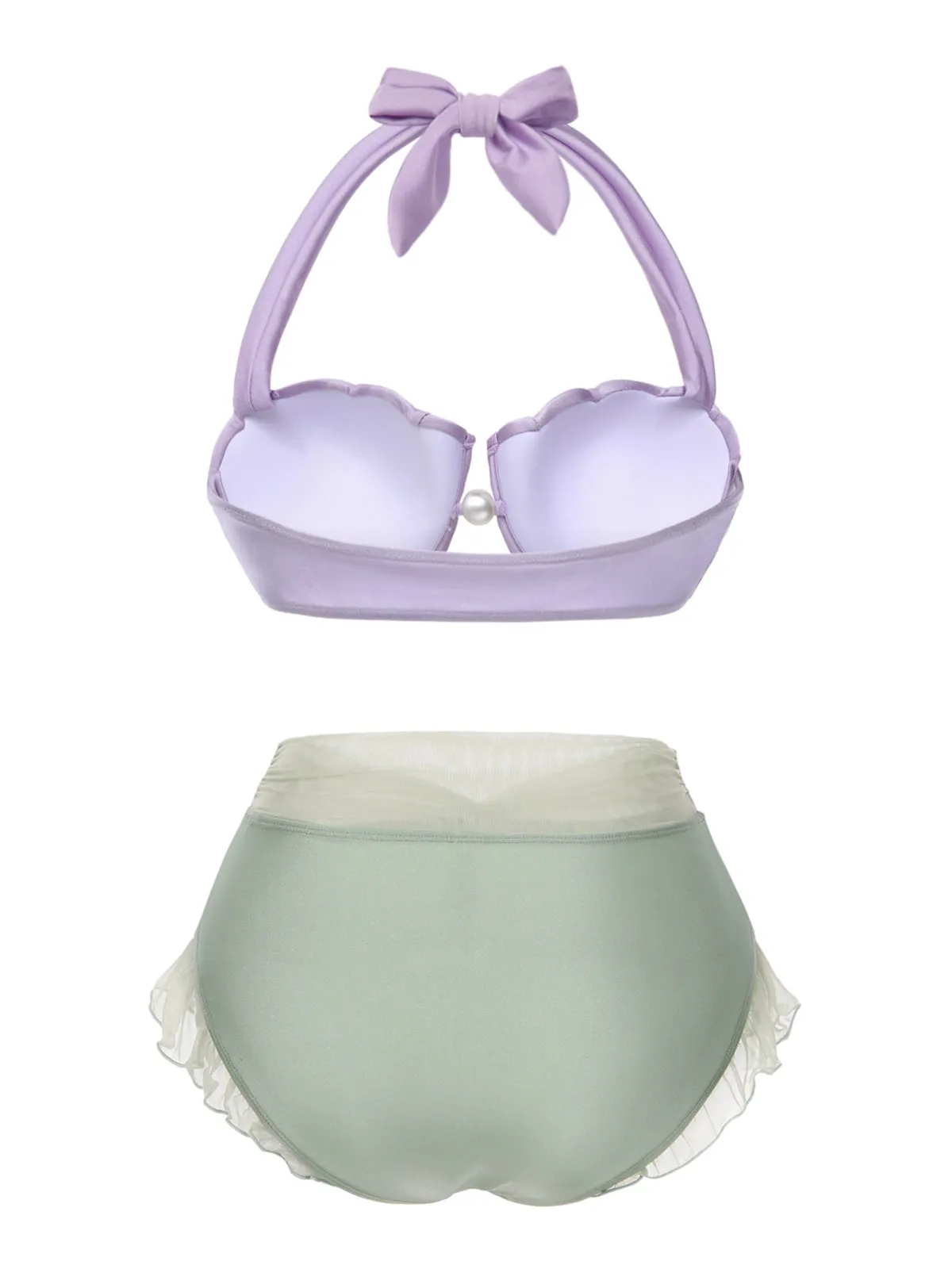 Lavender 1970s Mermaid Shell Halter Bikini Set sold by Retro Stage product image thumbnail 4