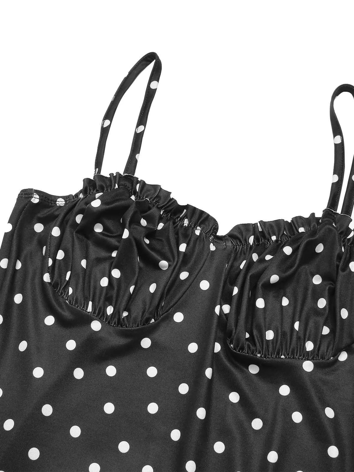 Black 1930s Polka Dots Backless Mermaid Maxi Dress sold by Retro Stage product image thumbnail 3